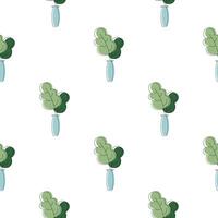 Minimalistic background with flower pots and triangles. Seamless pattern with flowers. graphic design for paper, textile print, page fill. vector