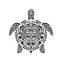 Turtle in Tribal Polynesian tattoo style. Turtle shell mask. Maori and Polynesian culture pattern. Isolated. Vector illustration.