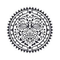 Polynesian tattoo design mask. Frightening masks in the Polynesian native ornament, isolated on white, illustration vector