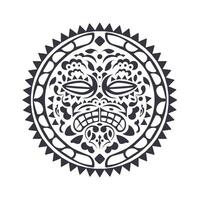 Polynesian tattoo design mask. Frightening masks in the Polynesian native ornament, isolated on white, vector illustration