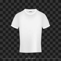 White realistic t-shirt front view. T-shirt with space for a logo or print. Vector illustration.