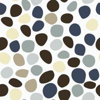 Isolated geometric circle shapes seamless pattern. Colorful figures in black, blue and beige tones on white background. vector