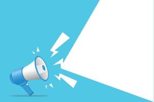 Clean blue and white background, megaphone with free space for text content vector