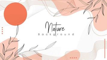 Japanese theme abstract nature background, unique, simple, and minimalist background with a combination of leaves and curved lines. vector