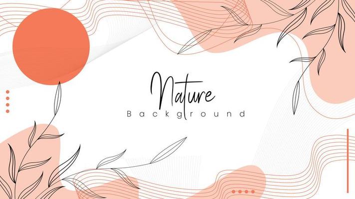 Japanese theme abstract nature background, unique, simple, and minimalist background with a combination of leaves and curved lines.