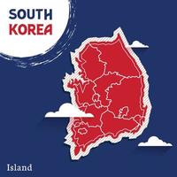 plantilla de publicación para redes sociales mapa vectorial de la isla de corea del sur, ilustración de alto detalle. corea del sur es uno de los países de asia. vector