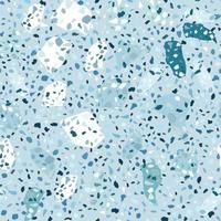 Abstract blue terrazzo seamless pattern design. Modern collage. vector