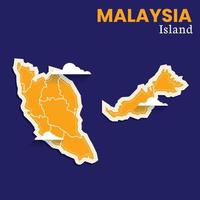 Post template for social media Malaysia Island vector map, high detail illustration. The country of Malaysia in Southeast Asia.