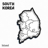 plantilla de publicación para medios sociales isla de corea del sur mapa vectorial en blanco y negro, ilustración de alto detalle. corea del sur es uno de los países de asia.