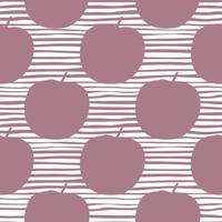 Geometric abstract apples seamless pattern on stripe background. vector