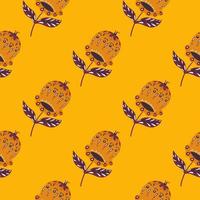 patrón transparente brillante de verano con formas de brotes de flores populares dibujadas a mano. fondo naranja diseño simple. vector