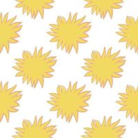 Abstract stars doodle isolated seamless creative pattern. Sunshine yellow ornament on white background. vector