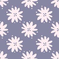 Scandinavian simple flower seamless pattern on gray background. Cute chamomile endless wallpaper. Ditsy floral background. vector