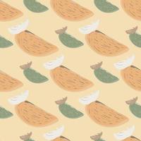 Natural fruit seamless pattern with abstract pale orange print. Persimmon slice backdrop. vector