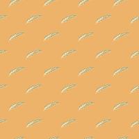 Pastel tones little feather elements seamless doodle pattern. Orange background. Decorative abstract backdrop. vector