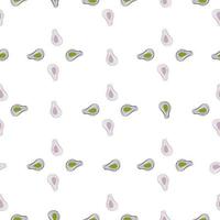 Geometric style seamless pattern with doodle avocado elements print. Isolated fruit artwork. vector