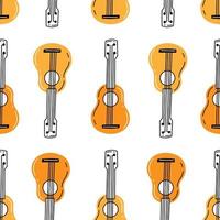 Seamless pattern with ukulele in cute doodle style. Vector illustration with musical instruments background.