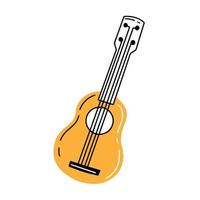 ukelele en un lindo estilo de garabato. ilustración de vector de guitarra de instrumento musical aislado sobre fondo blanco.