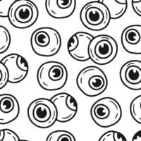 Seamless pattern with eyeballs in doodle style. Vector background black and white illustration with eyes.