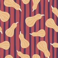 Abstract seamless autumn pattern with pumpkin silhouettes. Striped background. vector