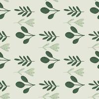 Pale forest shapes seamless doodle pattern. Green stylized botanic artwork. Simple creative design. vector