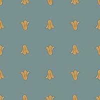 Vintage botanic seamless pattern with orange tulip buds print. Navy blue pale background. vector