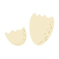 Eggshell isolated on white background. Ingredients for cooking in doodle. vector