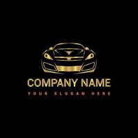 Luxury golden car logo vector sport car front label