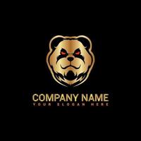 diseño de logotipo de panda dorado de lujo vector