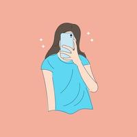Trendy Girl Selfie Flat Illustration vector