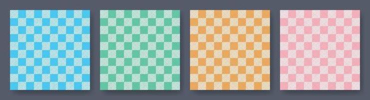Vichy gingham textures set of patterns. Checkered design. Diagonal background for napkins, towels. Vector illustration.