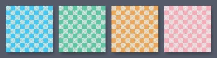 Vichy gingham textures set of patterns. Checkered design. Diagonal background for napkins, towels. Vector illustration.