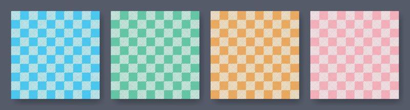 Vichy gingham textures set of patterns. Checkered design. Diagonal background for napkins, towels. Vector illustration.