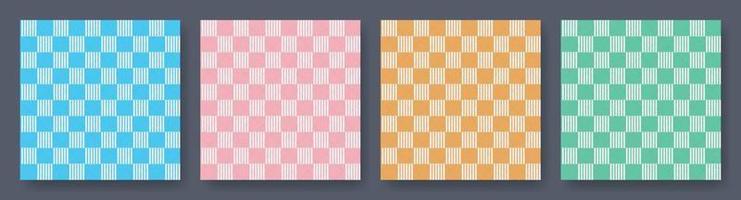 Vichy gingham textures set of patterns. Checkered design. Diagonal background for napkins, towels. Vector illustration.