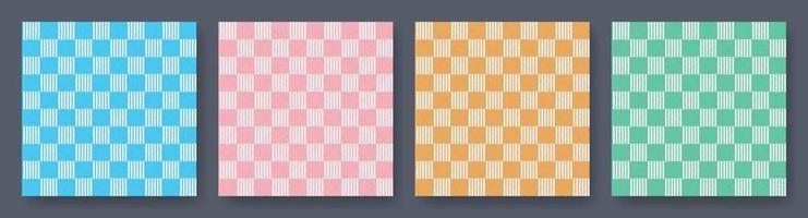 Vichy gingham textures set of patterns. Checkered design. Diagonal background for napkins, towels. Vector illustration.