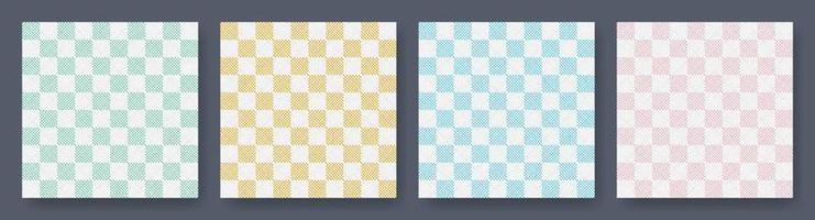 Vichy gingham textures set of patterns. Checkered design. Diagonal background for napkins, towels. Vector illustration.