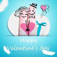 Happy finger couple in love celebrating Valentine day. 3d illustration. photo