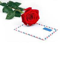 Rose flower and vintage love letter. I love you valentine card. photo