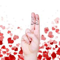 Happy finger couple in love celebrating Valentine day. 3d illustration. photo