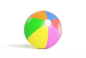 pelota de playa colorida aislada en un fondo blanco, ilustración 3d. foto
