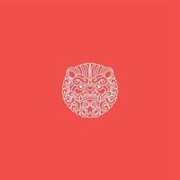 Foo dog vector in red background