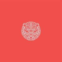 Foo dog vector in red background