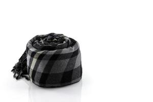 Scarf black plaid isolate on white background photo