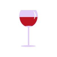 Glass wine isolated on white background in flat style. Bar menu design. vector