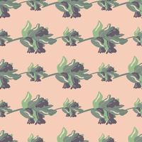 Pale green branches with berries seamless pattern. Light pink background. Simple floral backdrop. vector