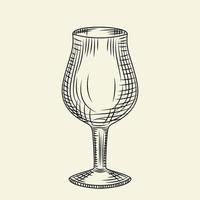 Vintage empty glass. Ink hand drawn pilsner glass of beer sketch isolated on light background. vector