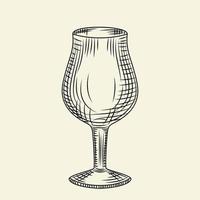 Vintage empty glass. Ink hand drawn pilsner glass of beer sketch isolated on light background. vector