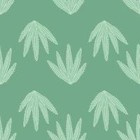Geometric botanical exotic backdrop. Abstract cactus seamless pattern on green background. vector