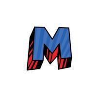 Logo, letter M. Vector. Linear, outline icon. Volumetric mark, 3D. Color capital letter. Illustration with pattern. Symbol on white background. Cartoon style. The image of the circus. vector