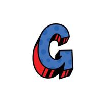 Logo, letter G. Vector. Linear, outline icon. Volumetric mark, 3D. Color capital letter. Illustration with pattern. Symbol on white background. Cartoon style. The image of the circus. vector